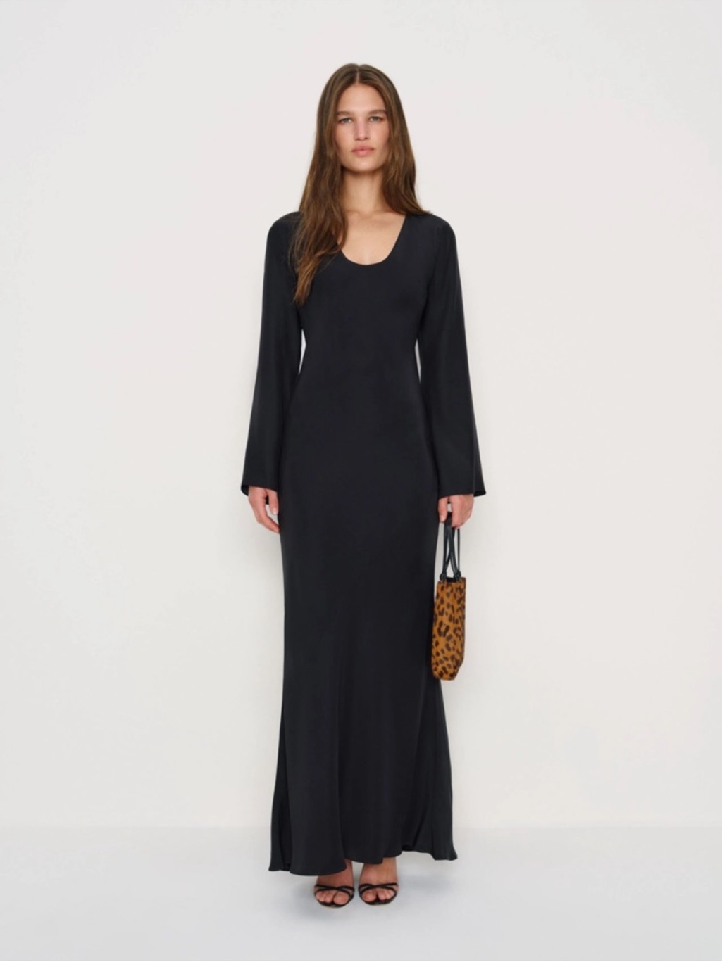 Reformation Vivia Silk Dress Black Medium
